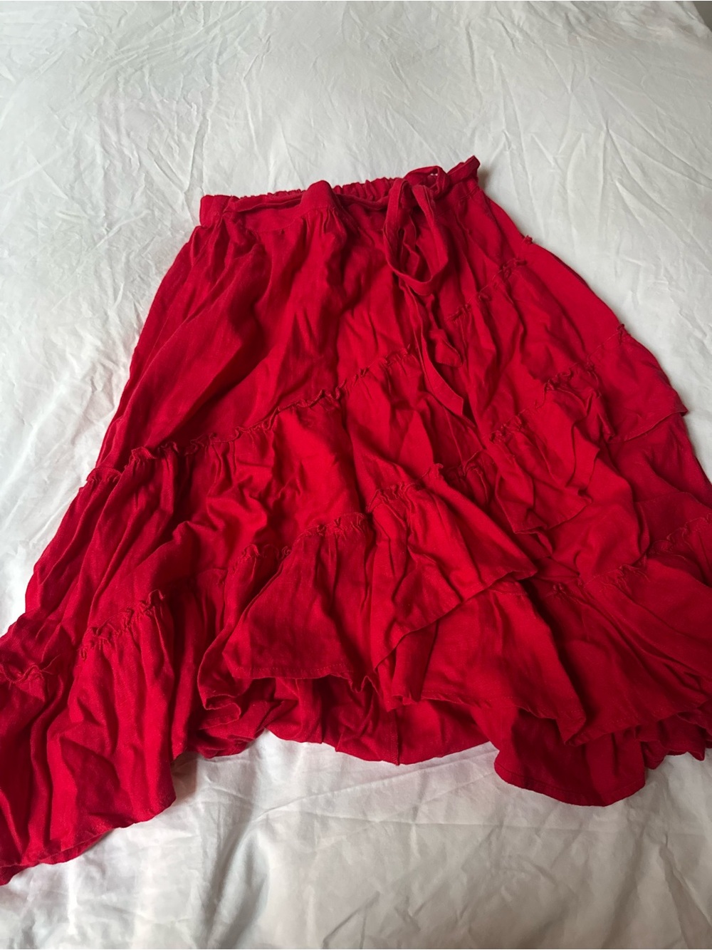 bp Red Tiered High-Low Maxi Skirt